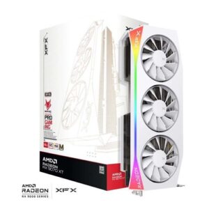 XFX AMD Radeon RX 9070 XT Mercury White Magnetic Air Overclocked Triple Fan 16GB GDDR6 PCIe 5.0 Graphics Card