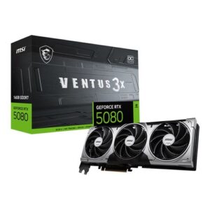 MSI NVIDIA GeForce RTX 5080 VENTUS 3X Overclocked Triple Fan 16GB GDDR7 PCIe 5.0 Graphics Card