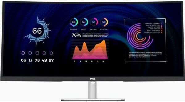 Dell P3424WE 34.1" UW-QHD Curved Screen LED Monitor - 21:9 - 34" Class - IPS Technology - Edge WLED Backlight - 3440 x 1440 - Image 3